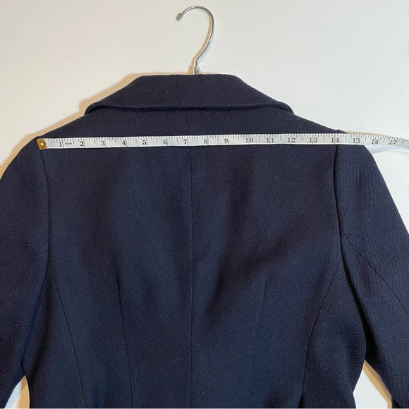 Banana Republic Wool Navy Blazer Silk Lining Velvet Trim Pockets Women’s Size 6 - Picture 9 of 15